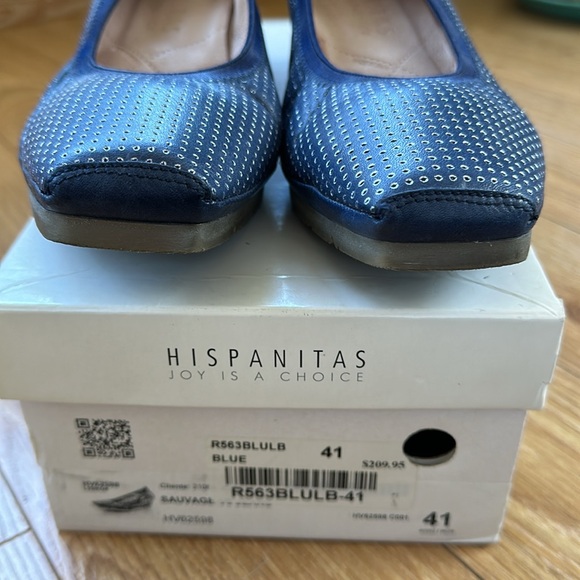 Hispanitas navy blue slip on wedge, all leather made in Spain, size 41 - Picture 9 of 9